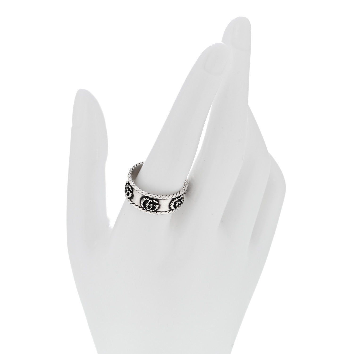 Gucci Sterling Silver Torchon GG Marmont Ring 62 10 2 of 7