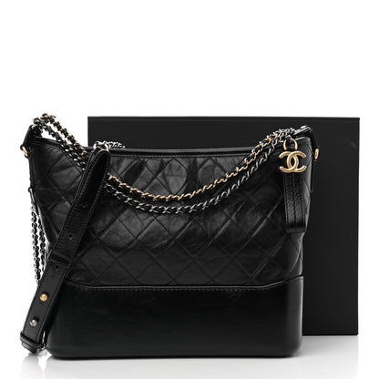 Chanel Aged Calfskin Quilted Medium Gabrielle Hobo Black 12 of 12