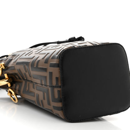 Fendi Vitello Liberty F is Fendi Bi-Color FF 1974 Embossed Mini Mon Tresor Bucket Bag Maya Black 9 of 10