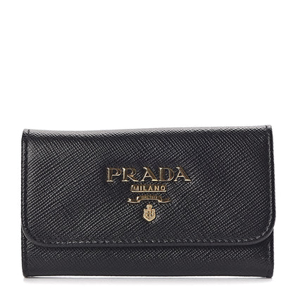 Prada Saffiano Metal 6 Key Holder Black 1 of 8