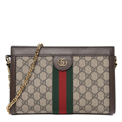 Gucci GG Supreme Monogram Web Small Ophidia Chain Shoulder Bag Brown 1 of 9