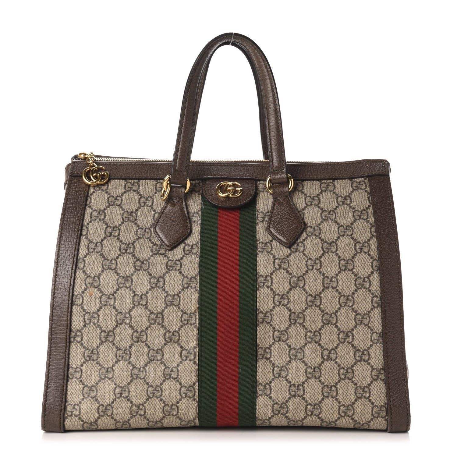 Gucci GG Supreme Monogram Web Medium Ophidia Tote Bag Brown 1 of 17