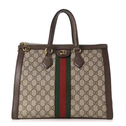 Gucci GG Supreme Monogram Web Medium Ophidia Tote Bag Brown 1 of 17