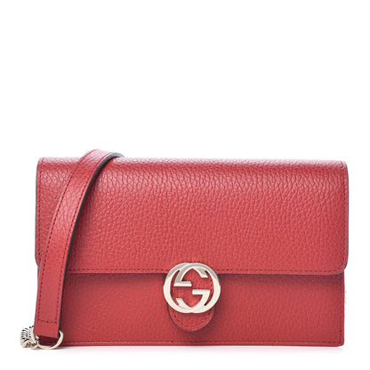 Gucci Dollar Calfskin Interlocking G Chain Wallet Red 1 of 11