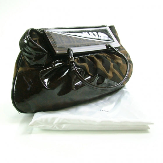 Fendi Zucca Spalmati Patent To You Convertible Clutch Tobacco 3 of 10