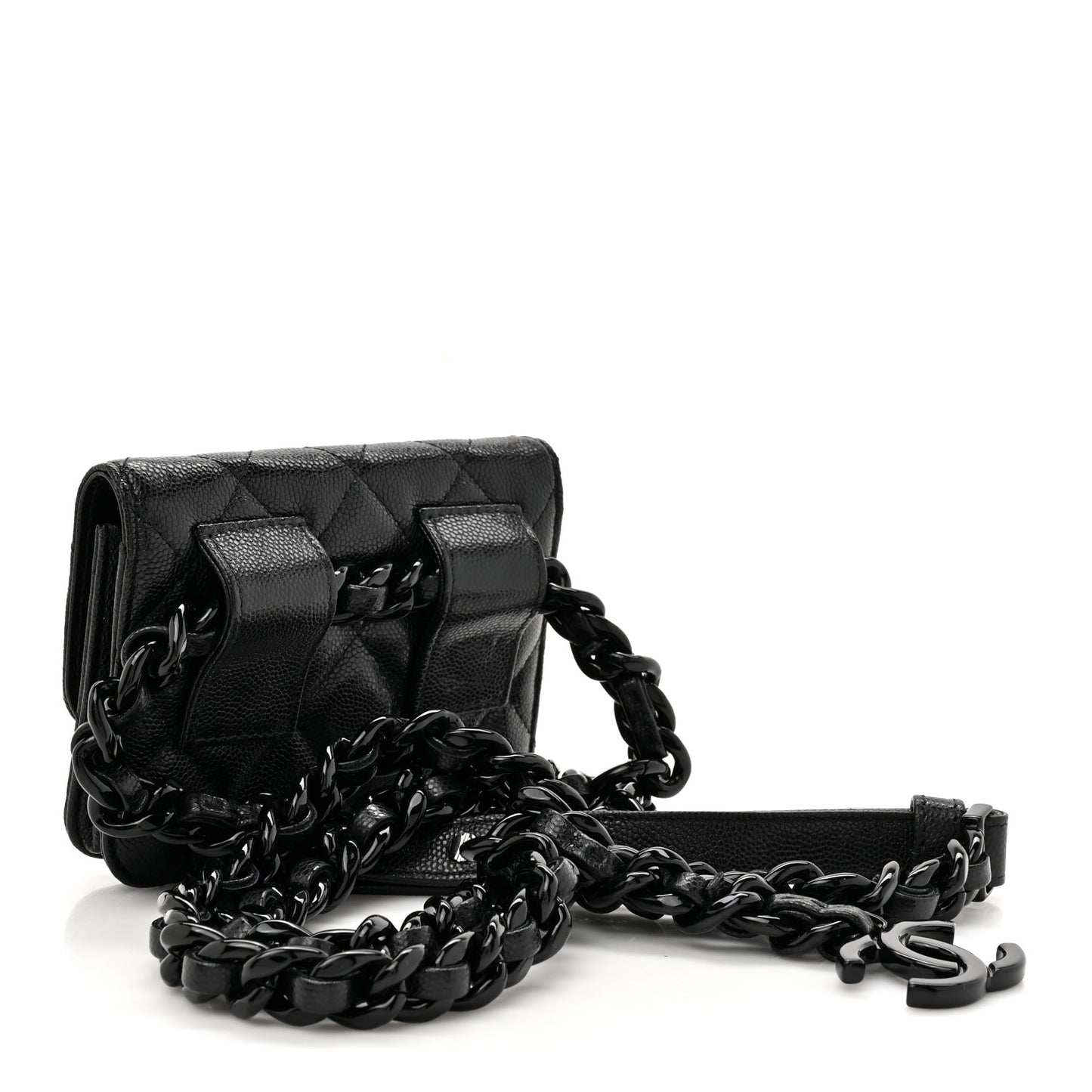 Caviar Quilted My Everything Belt Flap Card Holder Black
