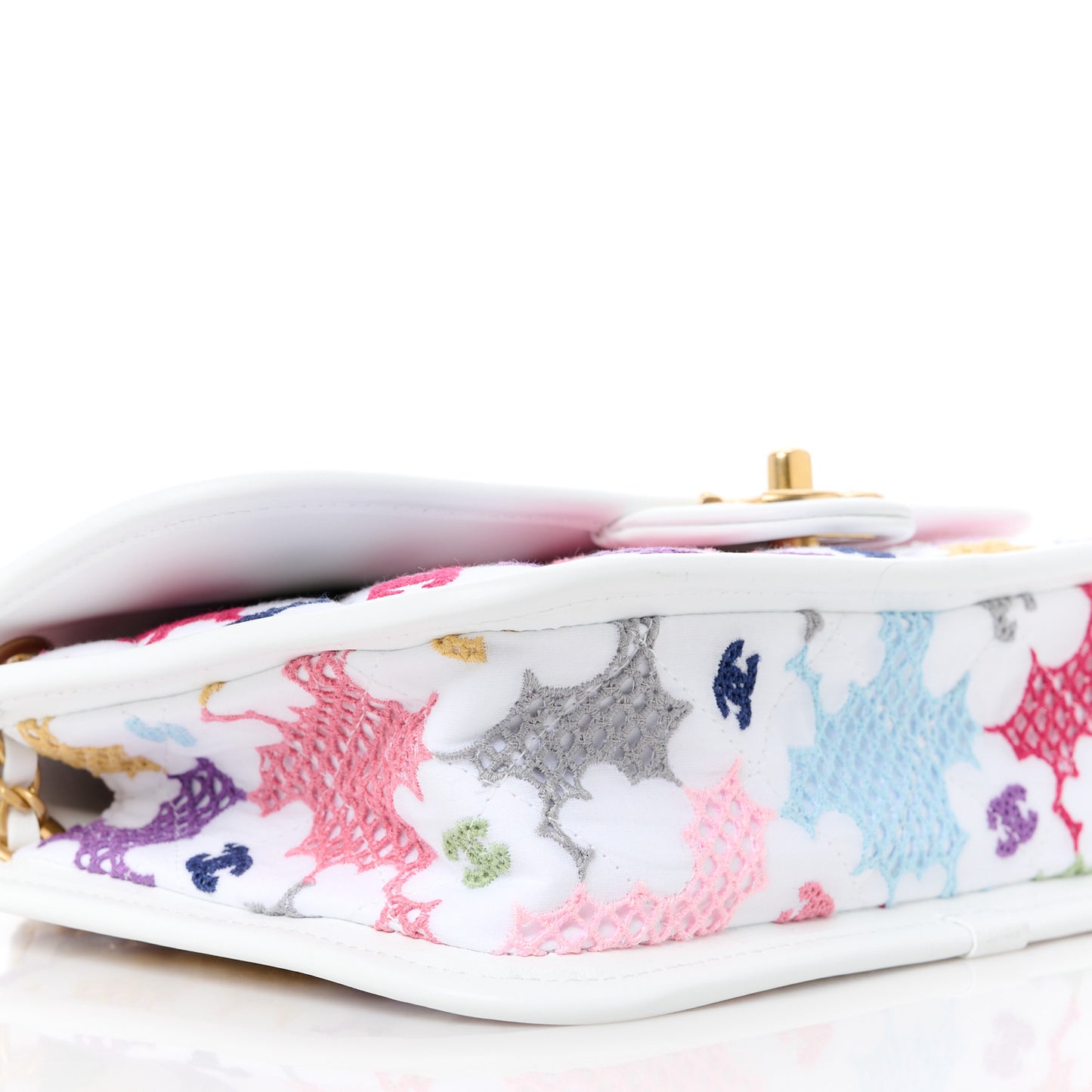 Lambskin Lace Patchwork Flap Bag Multicolor