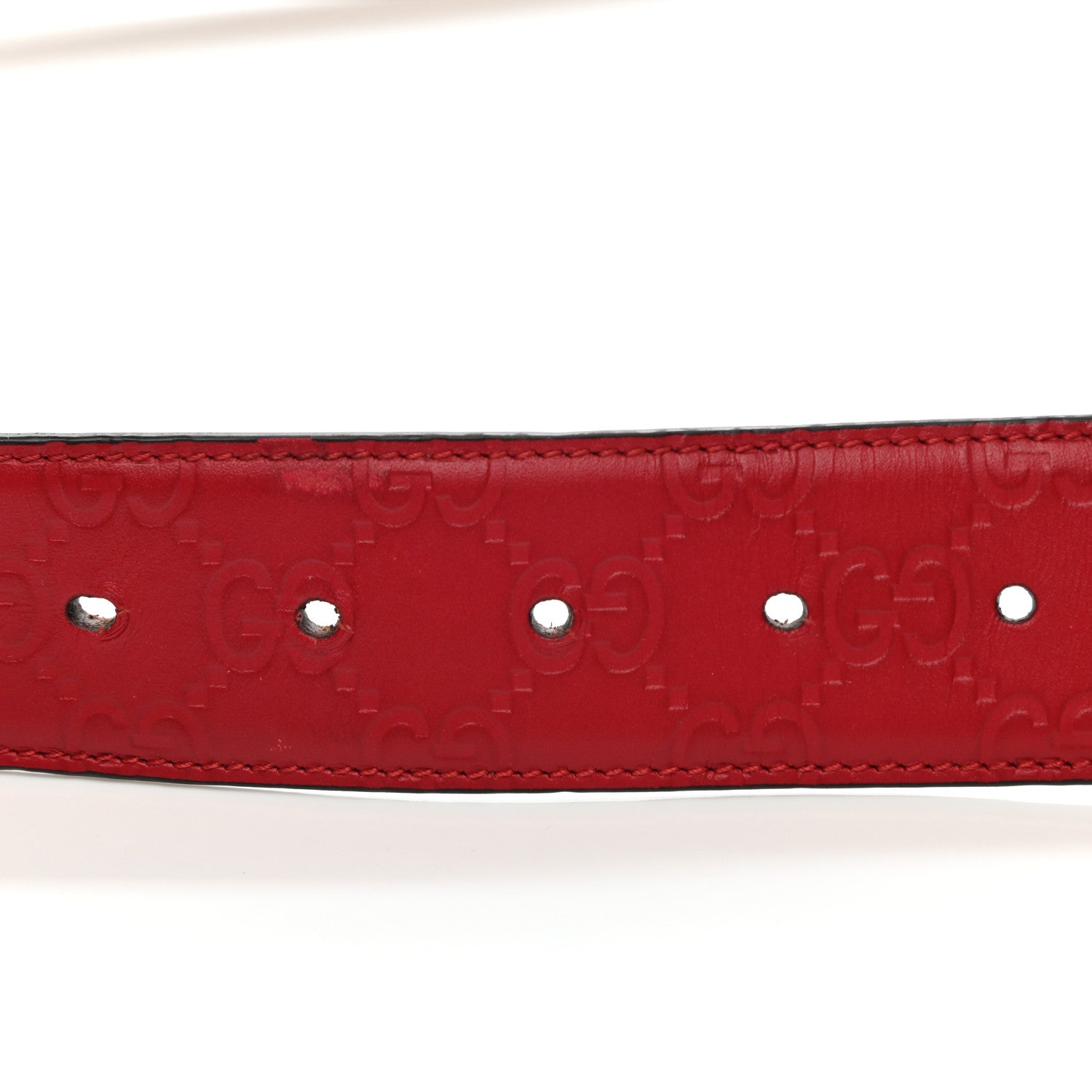 Gucci Guccissima Signature Interlocking G 40mm Belt 105 42 Hibiscus Red 3 of 7