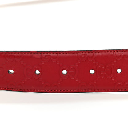 Gucci Guccissima Signature Interlocking G 40mm Belt 105 42 Hibiscus Red 3 of 7