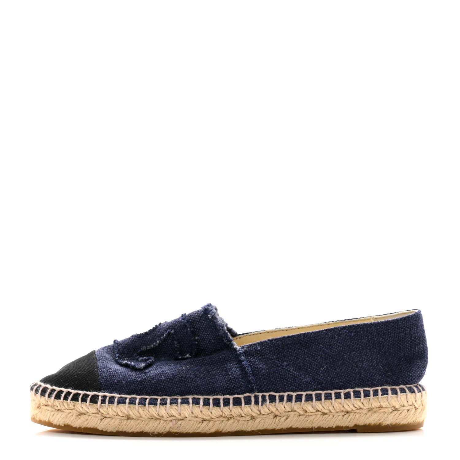 Chanel Denim Toile CC Espadrilles 40 Navy Black 1 of 10