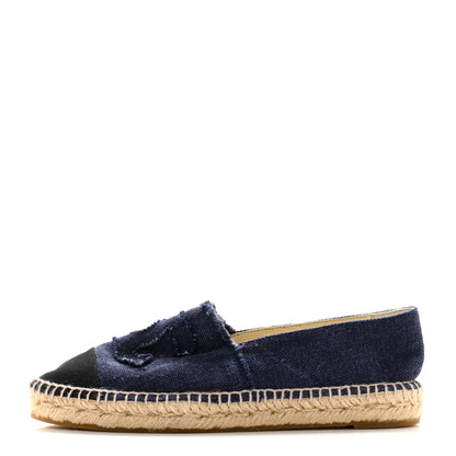 Chanel Denim Toile CC Espadrilles 40 Navy Black 1 of 10