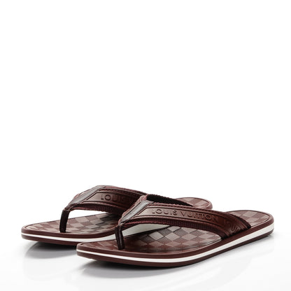 Louis Vuitton Mens Rubber Damier Keys Thong Sandals 6 Bordeaux 2 of 8