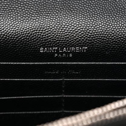 Saint Laurent Grain De Poudre Matelasse Chevron Monogram Envelope Chain Wallet Black 6 of 13