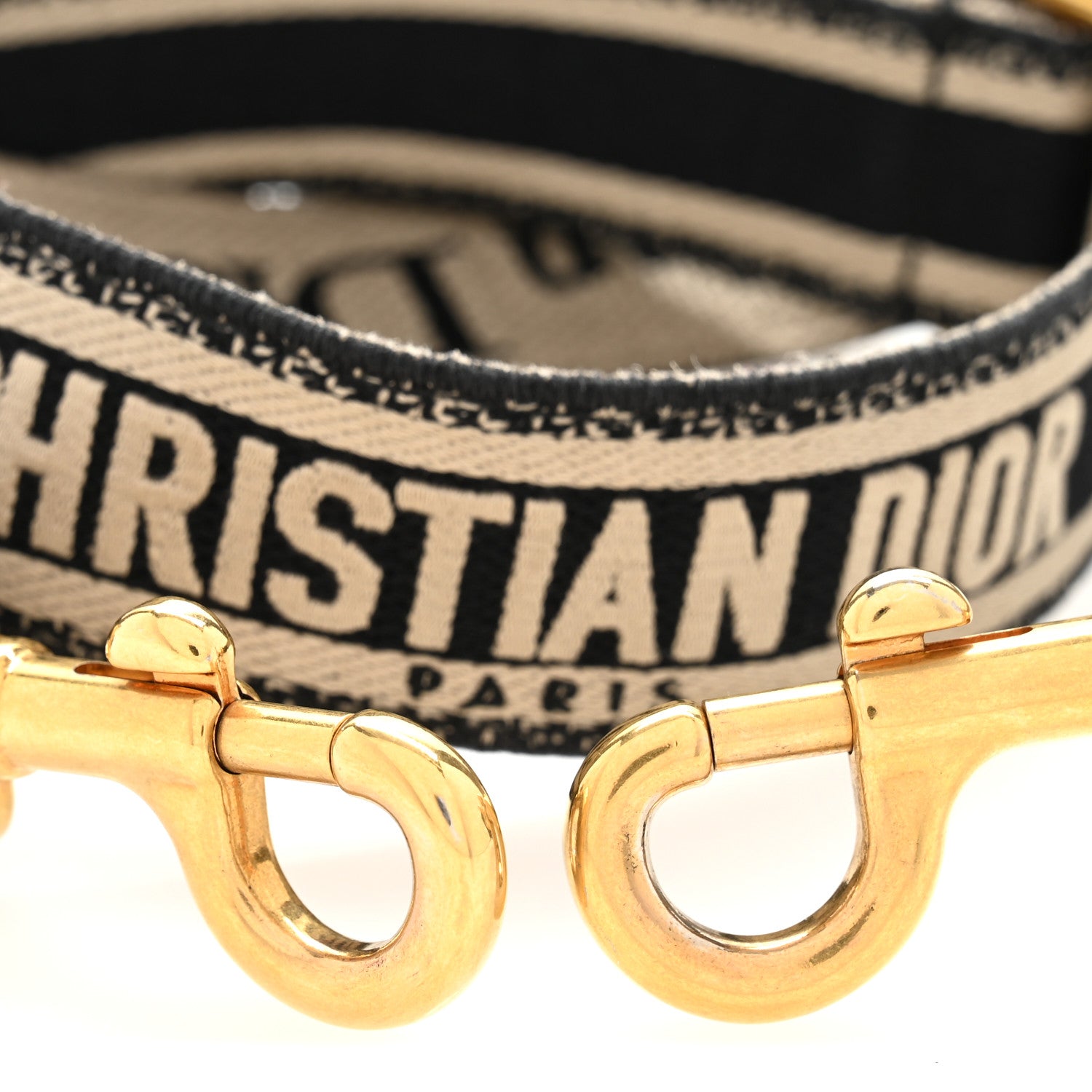 Christian Dior Canvas Embroidered Shoulder Strap Black 3 of 6