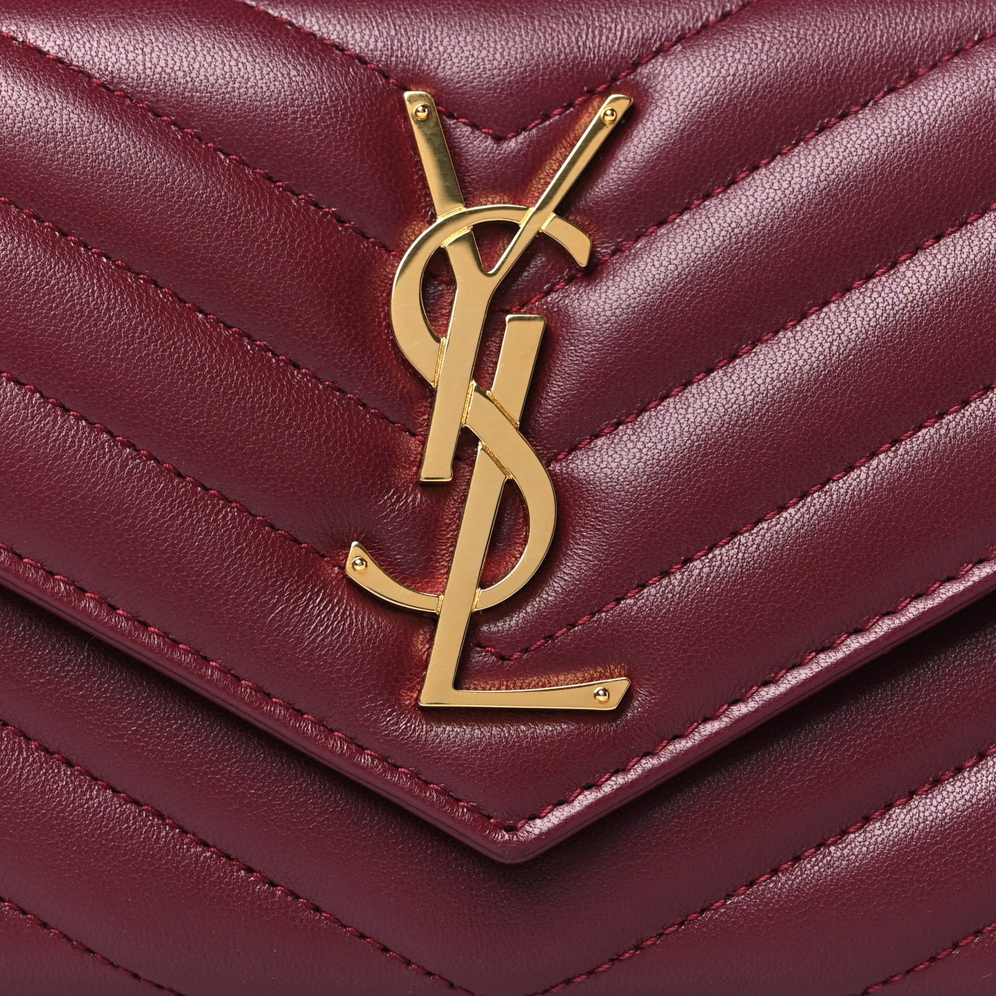 Calfskin Matelasse Chevron Monogram Flap Wallet Palissandre