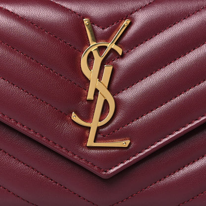 Saint Laurent Calfskin Matelasse Chevron Monogram Flap Wallet Palissandre 8 of 8