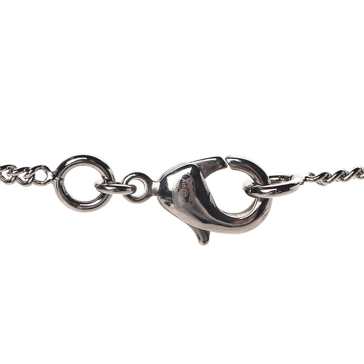 Chanel Baguette Crystal Pearl CC Lariat Necklace Silver 4 of 5