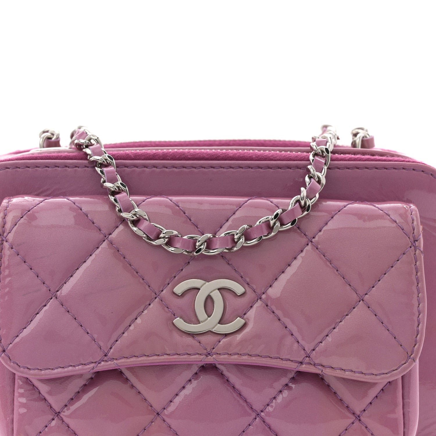 Chanel Patent Quilted Small Pocket Box Camera Case Purple 8 of 12