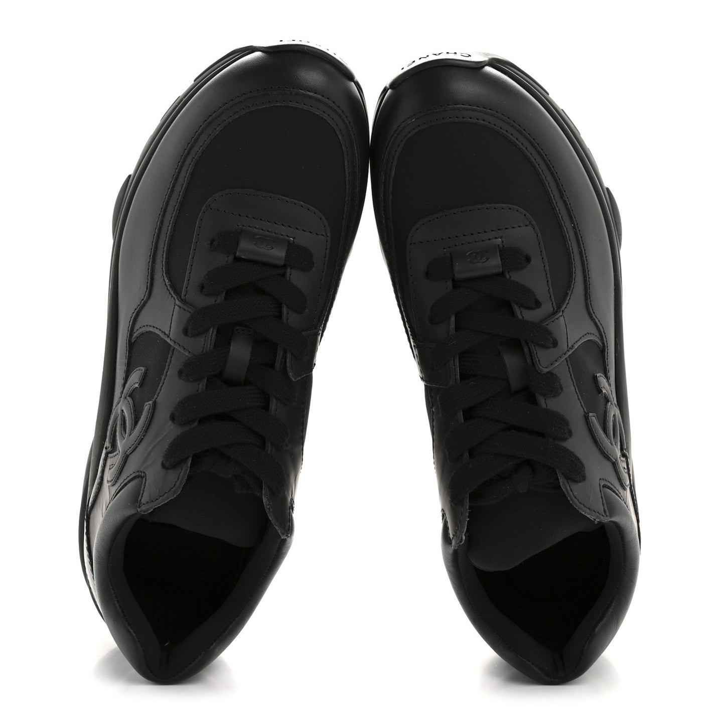 Fabric Calfskin Suede Mens CC Uniform Sneakers 41 Black