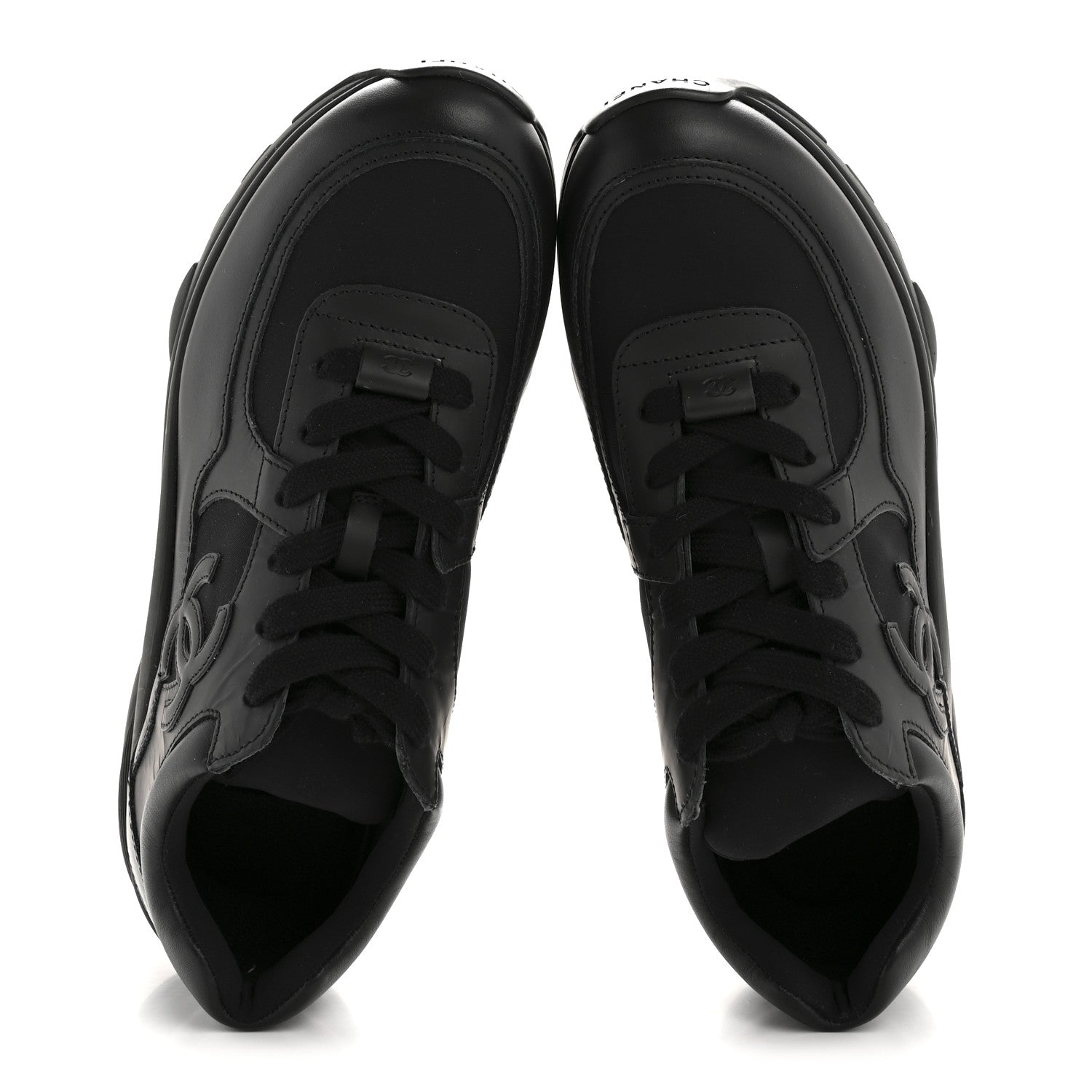 Chanel Fabric Calfskin Suede Mens CC Uniform Sneakers 41 Black 2 of 9