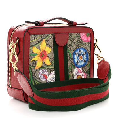 Gucci GG Supreme Monogram Flora Web Small Ophidia Top Handle Shoulder Bag Hibiscus Red 3 of 11