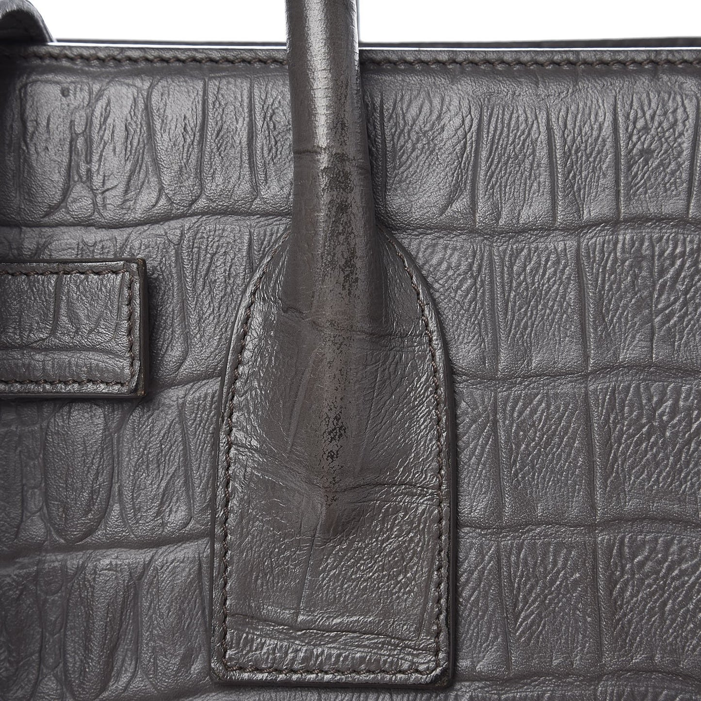 Calfskin Crocodile Embossed Small Sac De Jour Earth