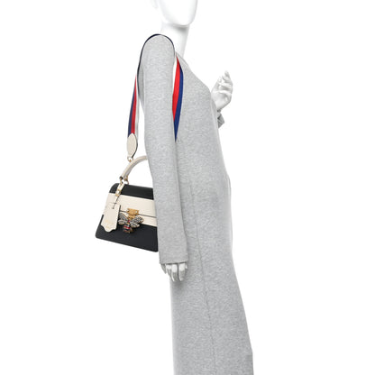 Gucci Calfskin Sylvie Web Small Queen Margaret Top Handle Bag Black White 2 of 10