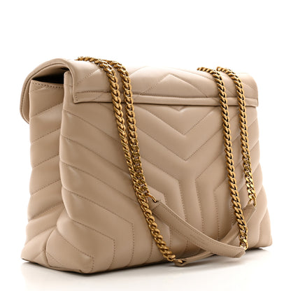 Saint Laurent Calfskin Y Quilted Monogram Medium Loulou Chain Satchel Dark Beige 3 of 10
