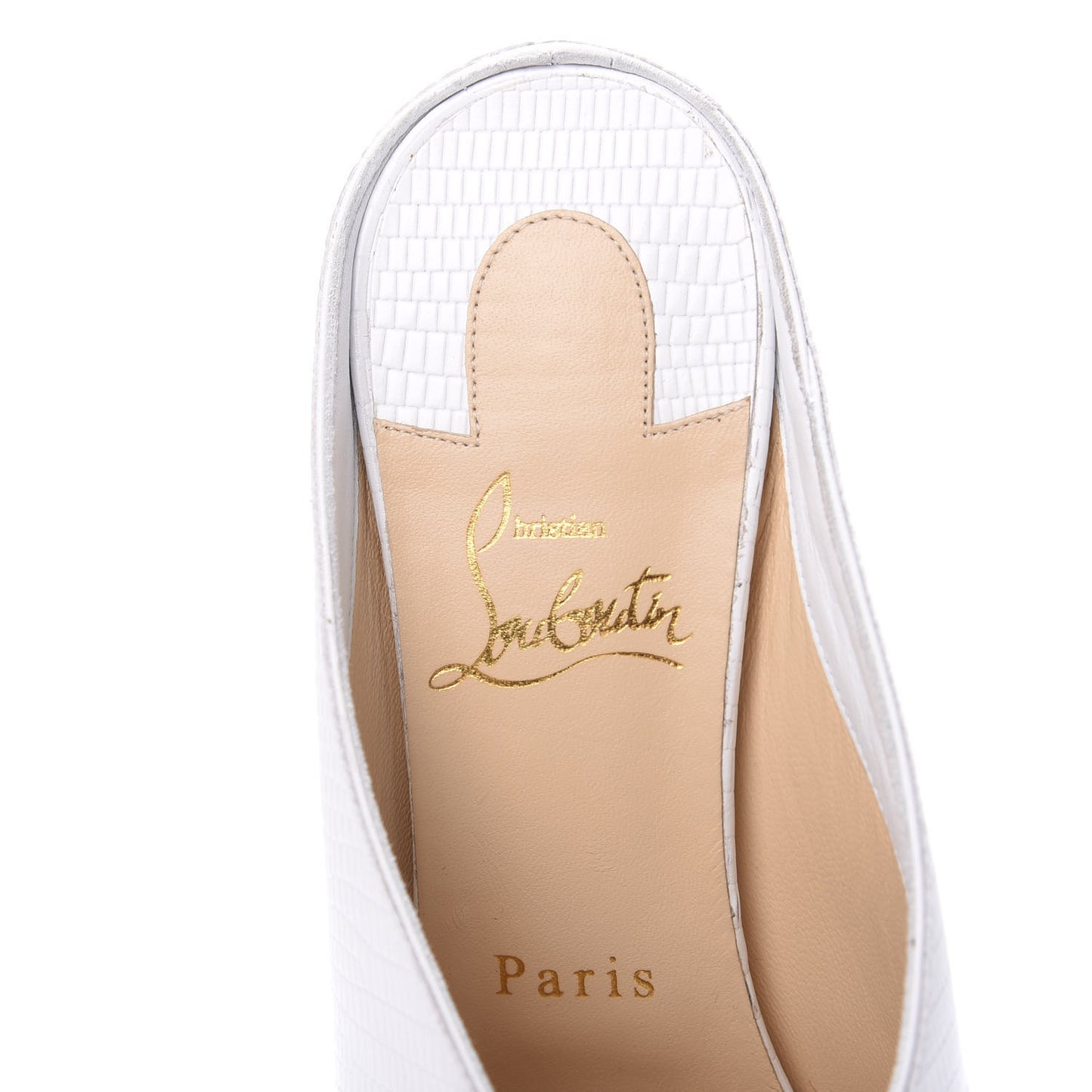 Calfskin Lizard Embossed Quart 80 Mules 38 White