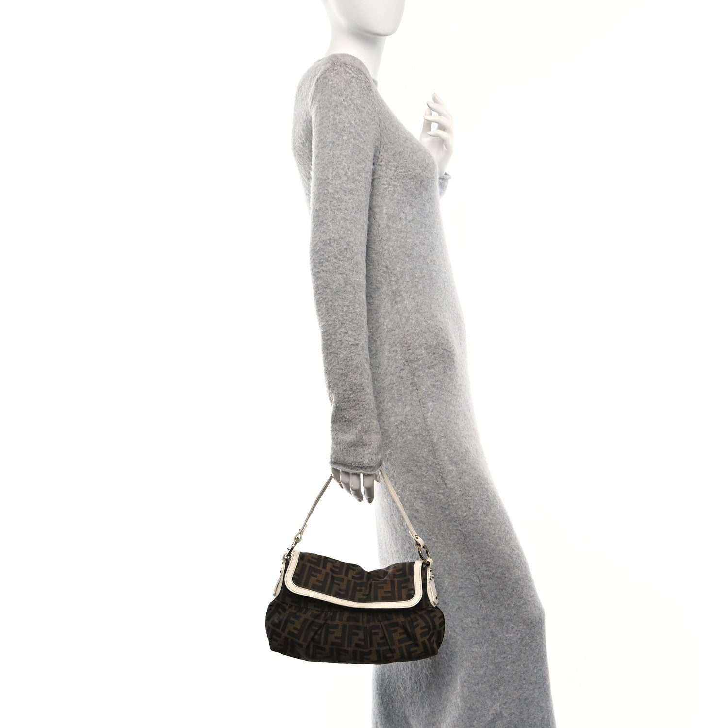 Fendi Zucca Cuoio Lucido Small Chef Shoulder Bag Tobacco White 2 of 10