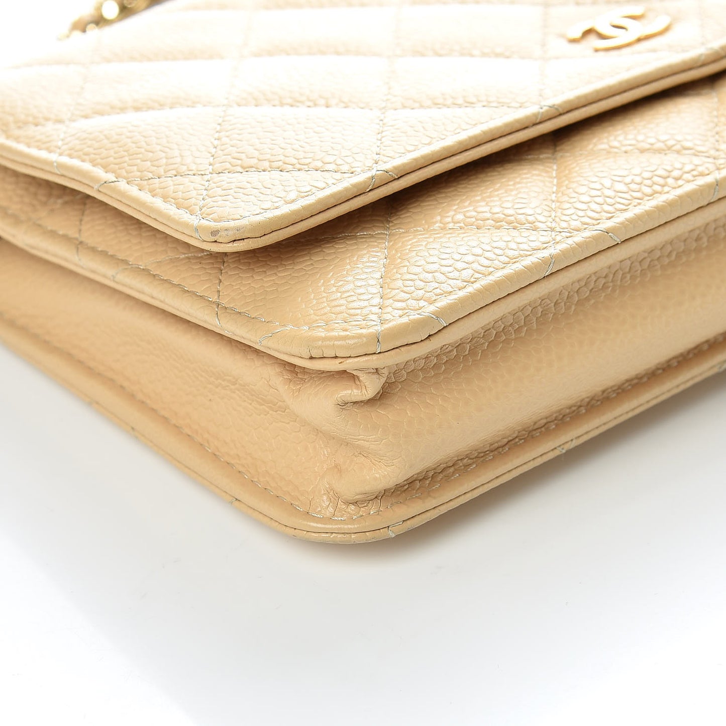Caviar Quilted Wallet On Chain WOC Beige Clair