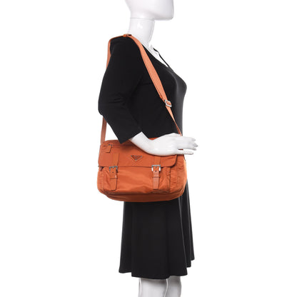 Prada Tessuto Nylon Saffiano Messenger Bag Papaya 2 of 11