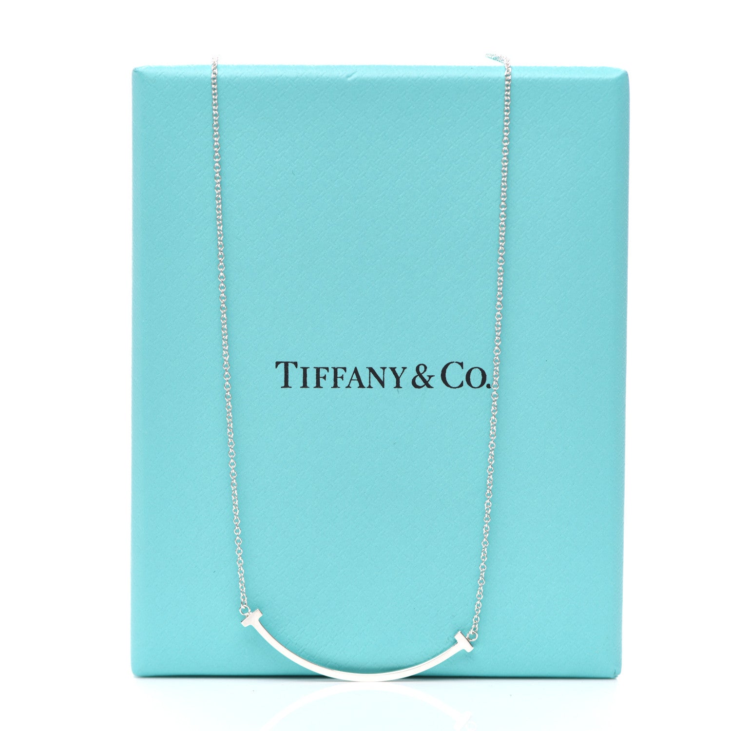 Tiffany Sterling Silver Small T Smile Pendant Necklace 6 of 6