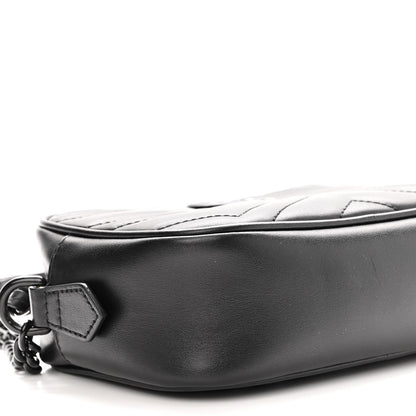 Gucci Calfskin Matelasse Monochrome Mini GG Marmont Chain Shoulder Bag Black 7 of 8
