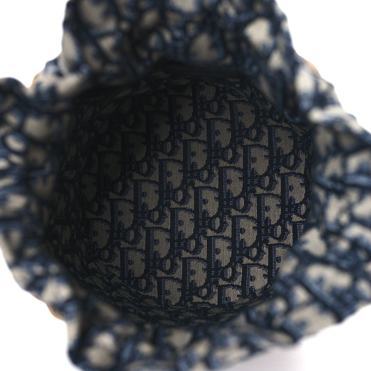 Christian Dior Wicker Oblique Drawstring Bucket Bag Blue 5 of 9