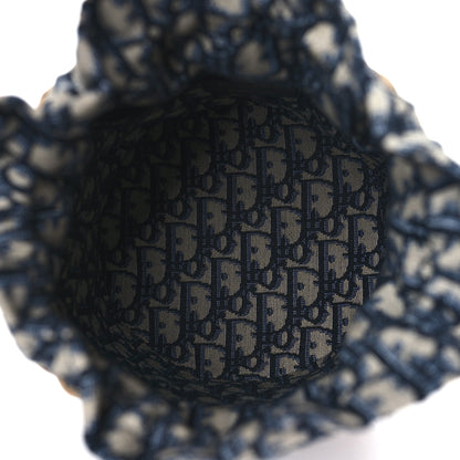 Christian Dior Wicker Oblique Drawstring Bucket Bag Blue 5 of 9