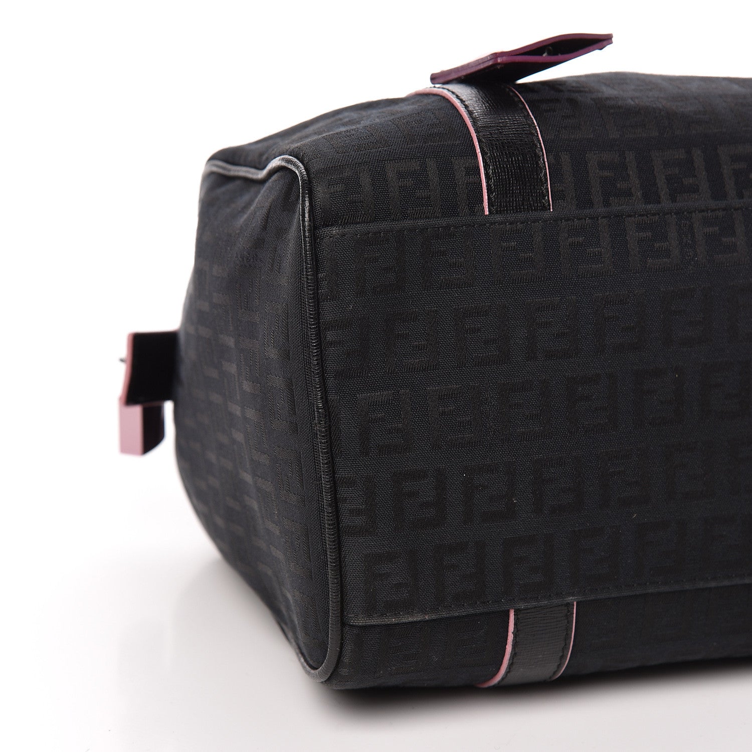 Fendi Zucchino Vitello Elite Enamel Small Forever Boston Black Rosa 10 of 12