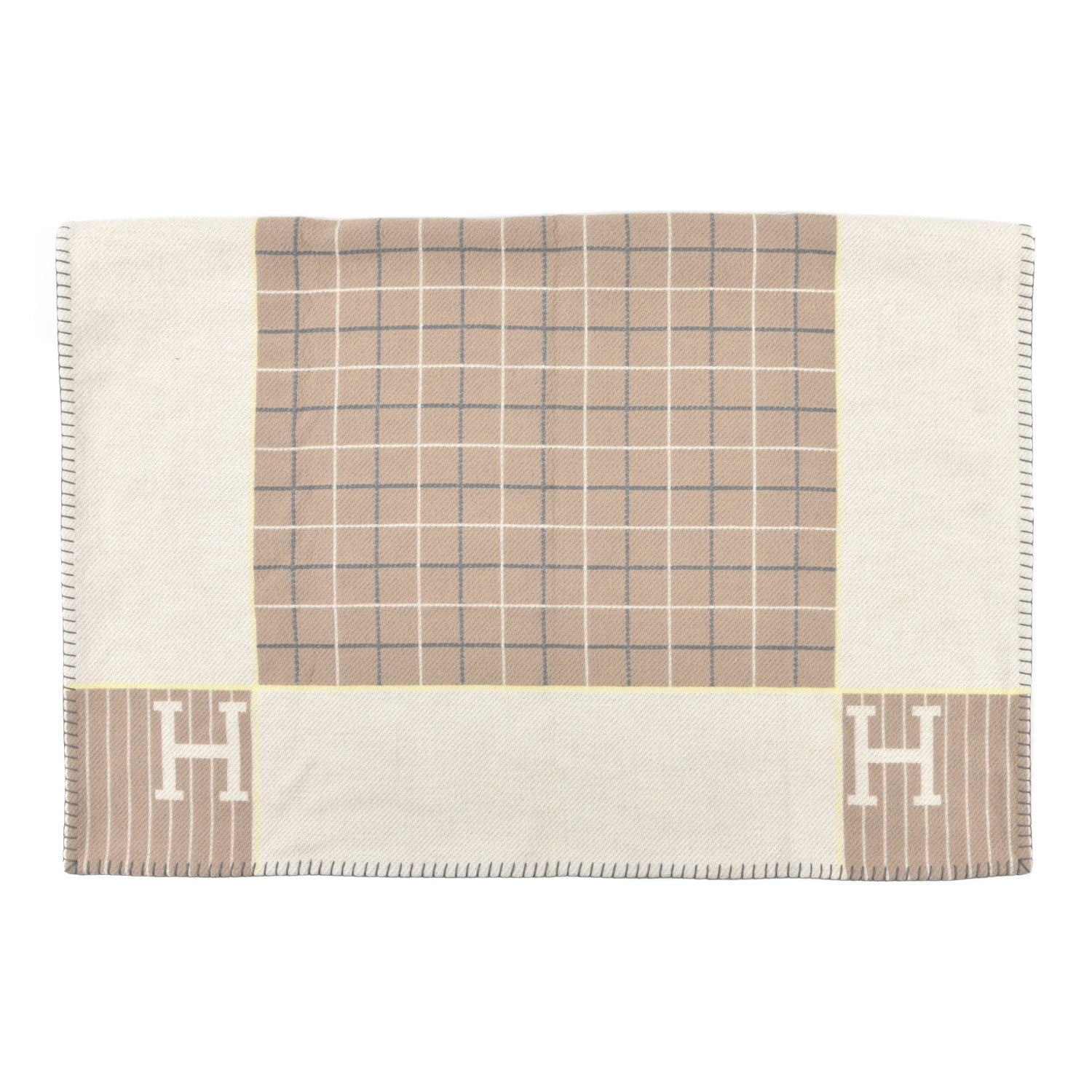 Hermes Wool Cashmere Avalon Passe-Passe Blanket Naturel 1 of 3