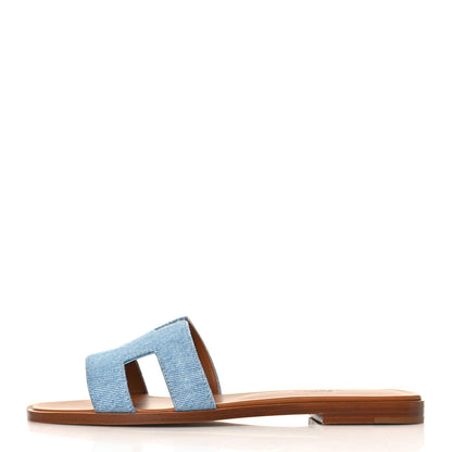 Hermes Denim Canvas Oran Sandals 36.5 Bleu Clair 1 of 9