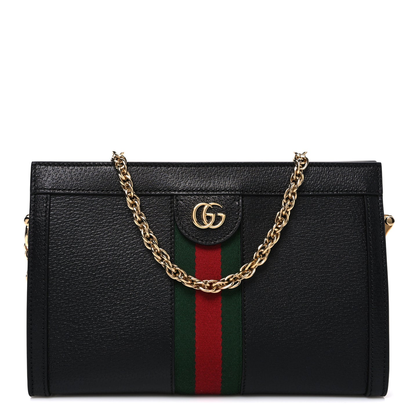 Calfskin GG Web Small Ophidia Chain Shoulder Bag Black