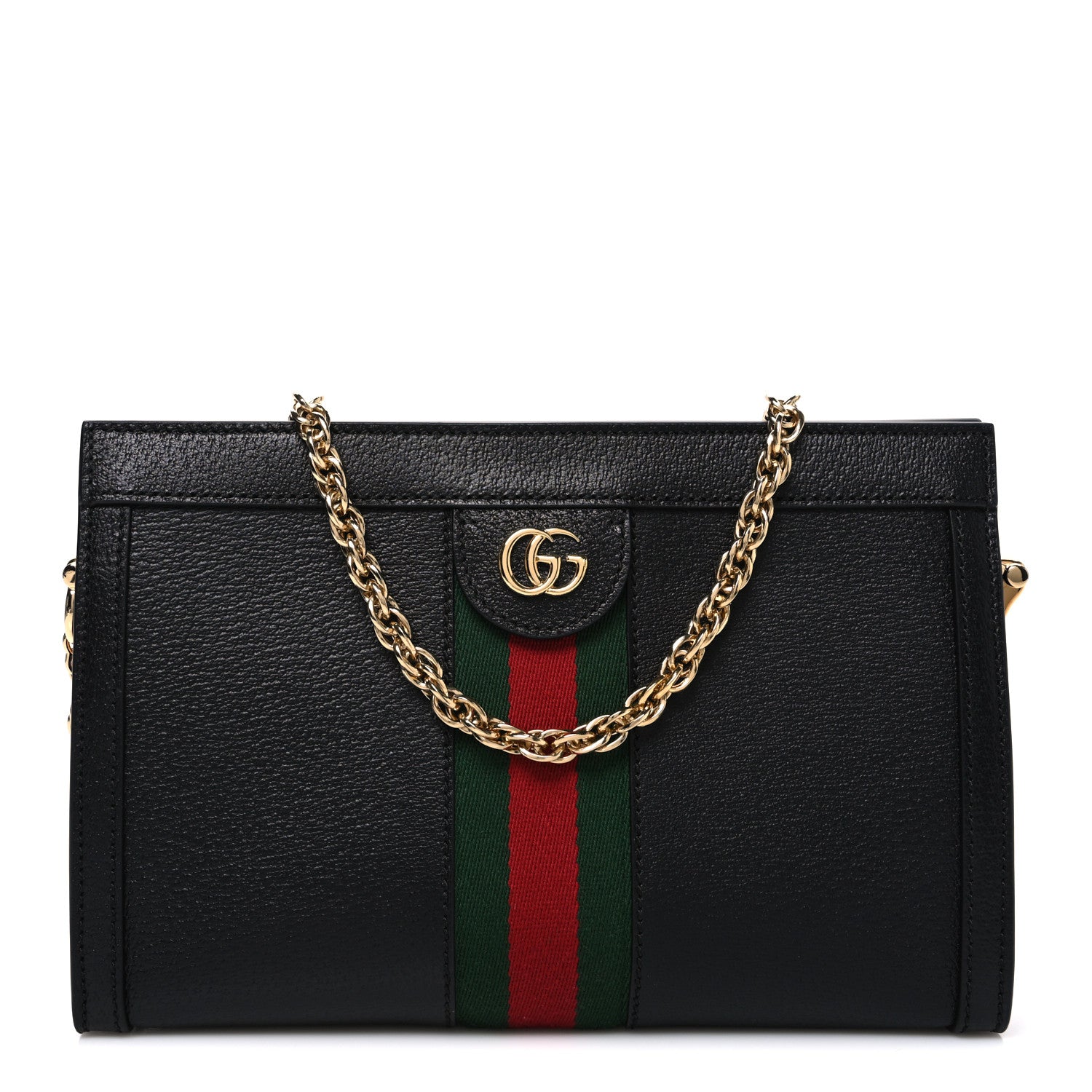 Gucci Calfskin GG Web Small Ophidia Chain Shoulder Bag Black 1 of 10