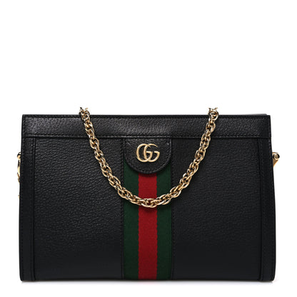 Gucci Calfskin GG Web Small Ophidia Chain Shoulder Bag Black 1 of 10