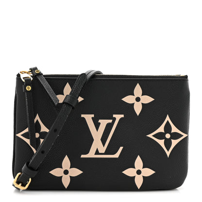 Louis Vuitton Empreinte Monogram Giant Double Zip Pochette Black Cream 1 of 12