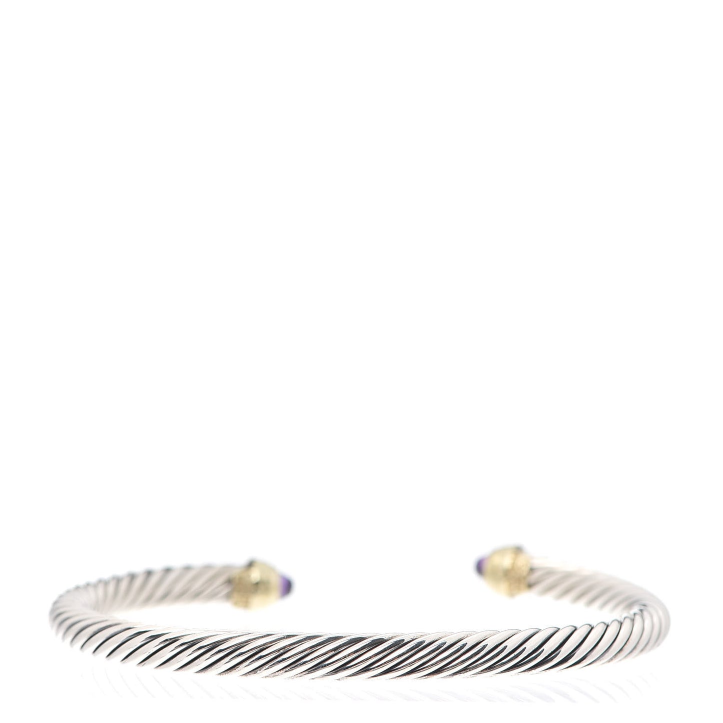 Sterling Silver 14K Yellow Gold Amethyst 5mm Cable Classics Petite Color Bracelet