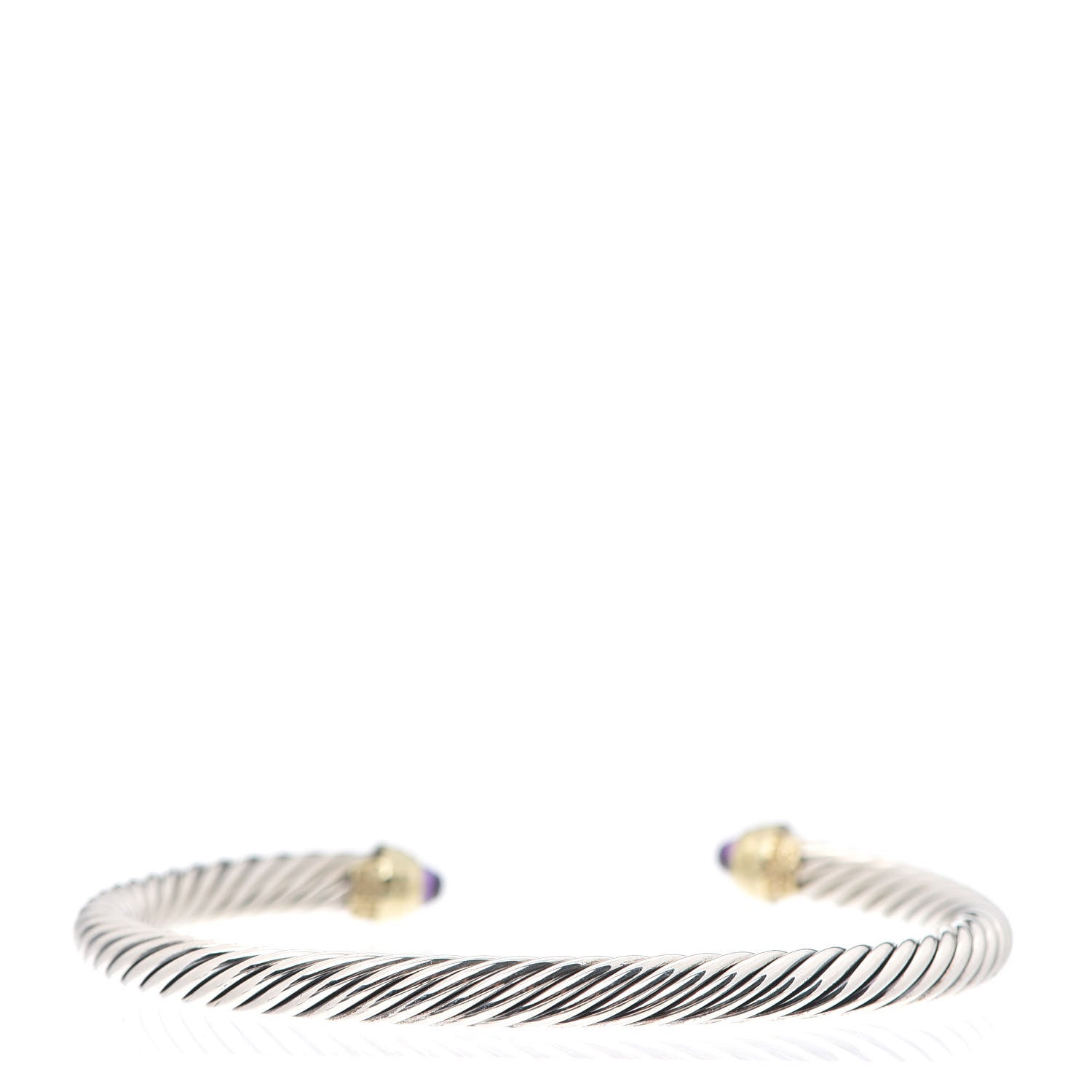 David Yurman Sterling Silver 14K Yellow Gold Amethyst 5mm Cable Classics Petite Color Bracelet 3 of 4