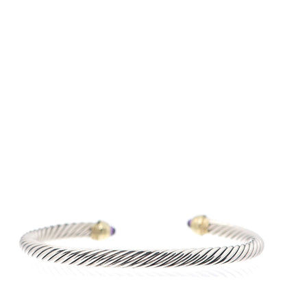 David Yurman Sterling Silver 14K Yellow Gold Amethyst 5mm Cable Classics Petite Color Bracelet 3 of 4