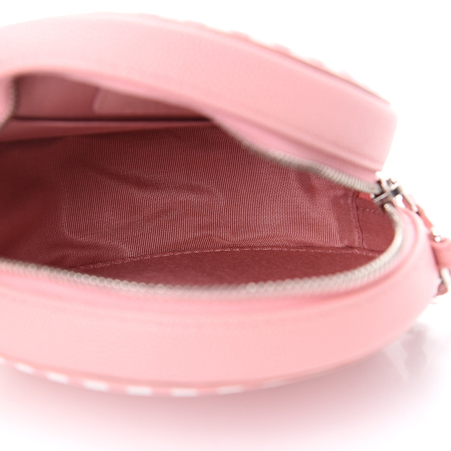 Chanel Caviar Quilted Filigree Round Clutch With Chain Pink White 4 of 9