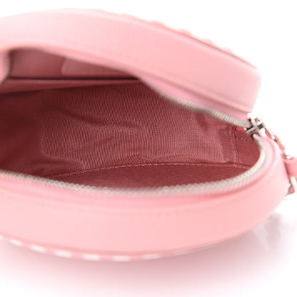 Chanel Caviar Quilted Filigree Round Clutch With Chain Pink White 4 of 9