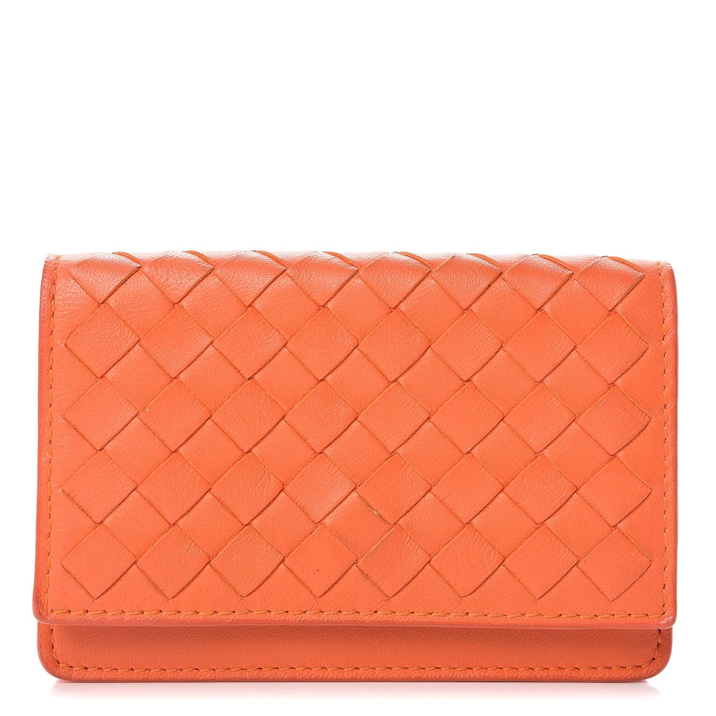 Nappa Intrecciato Card Holder Tangerine