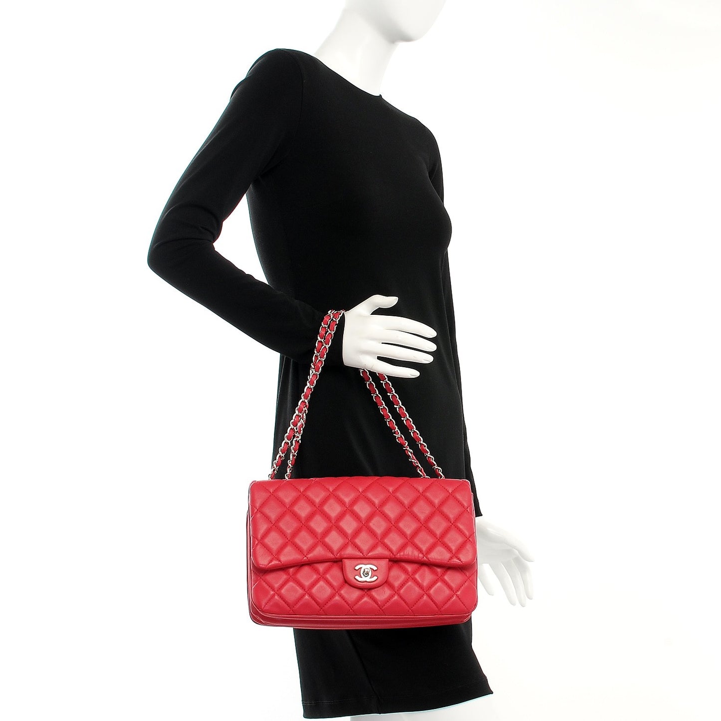 Lambskin Quilted Jumbo Chanel 3 Flap Dark Pink